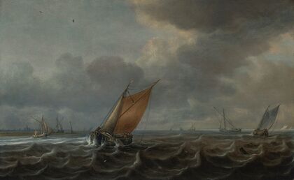 Ships on the Haarlemmermeer with additional vessels in the distance