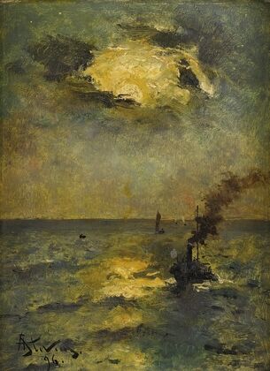 Ships, Sun Breaking Through Clouds