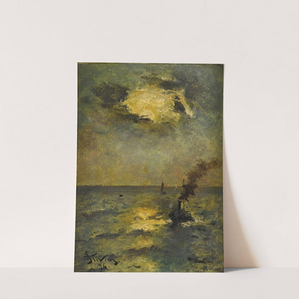 Ships, Sun Breaking Through Clouds (1896) by Alfred George Stevens