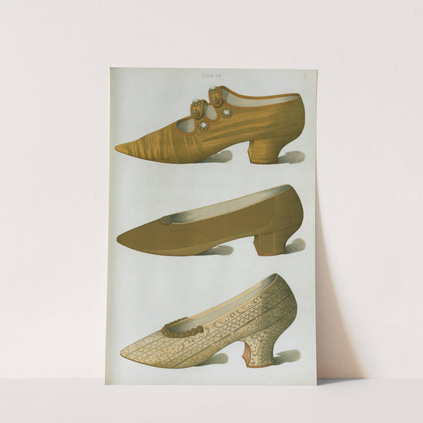 Shoe of cloth of gold, with gilt buttons and crystal studs, and elongated toe by T. Watson Greig
