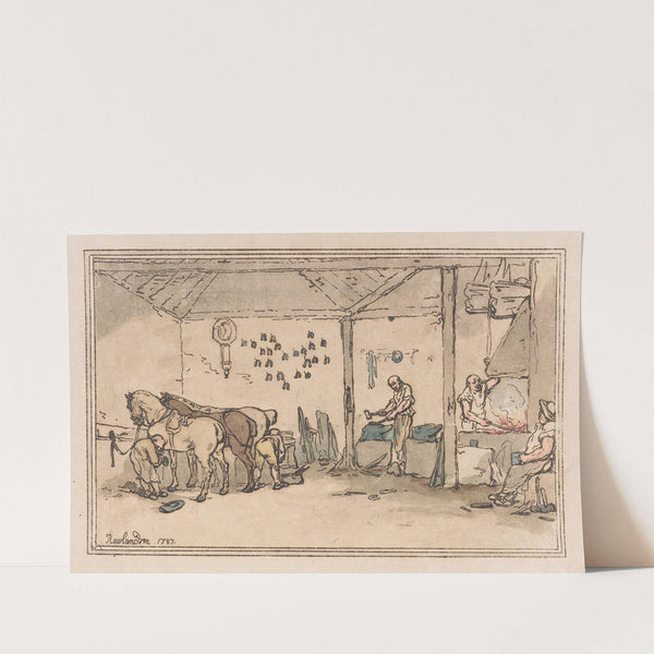 Shoeing, the village forge (1787) by Thomas Rowlandson