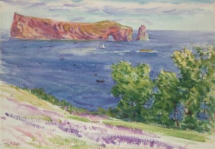 Shore Scenes with Trees and Cliff