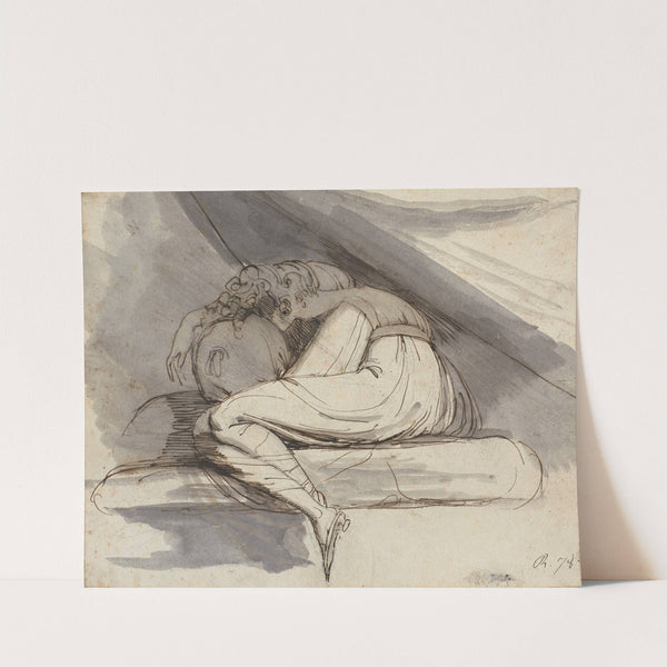Siddende, sammenkrøbet kvinde by Johann Heinrich Füssli