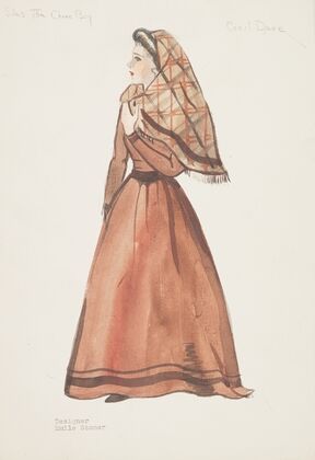 Silas the Chore Boy: Cecil Dare. Brown gown, and brown plaid shawl (1934-1943)
