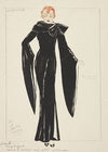 Silent System: The Wife. Black gown with high collar and trailing sleeves. (1934-1943)
