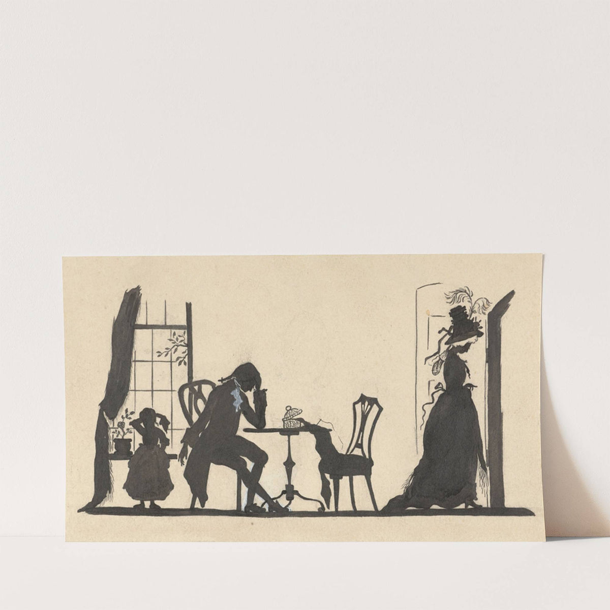 Silhouet van de familie en de vrouw die vertrekt (1884 - 1917) by Nelly Bodenheim