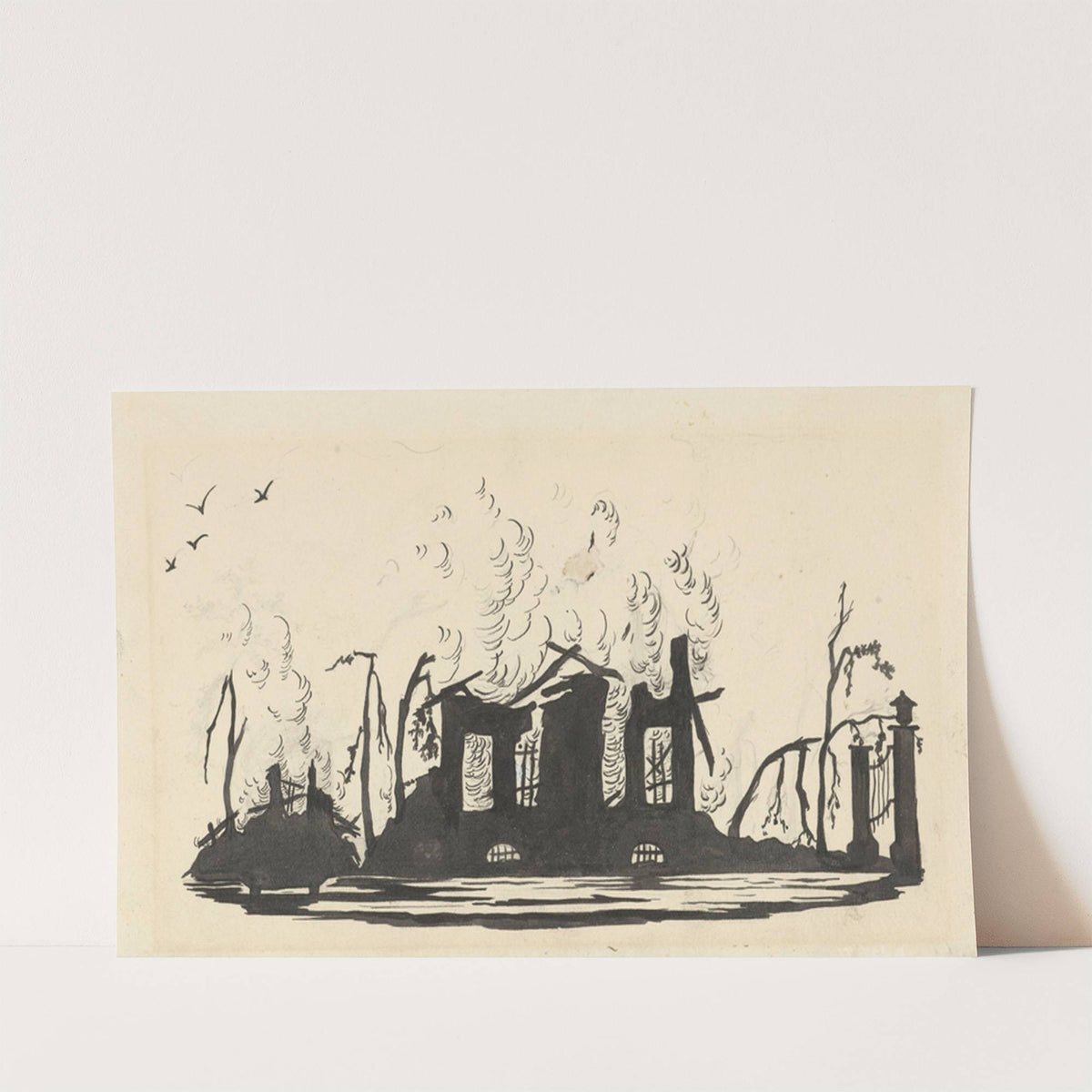 Silhouet van het afgebrande huis by Nelly Bodenheim