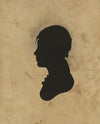 Silhouette of unidentified boy facing left