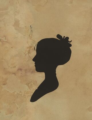 Silhouette of unidentified girl facing left, no. 1