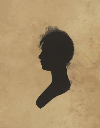 Silhouette of woman facing left, no. 1