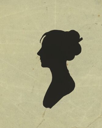 Silhouette of woman facing left, no. 4