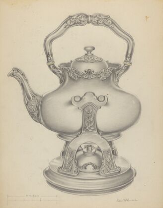 Silver Kettle with Lamp & Stand — size preview