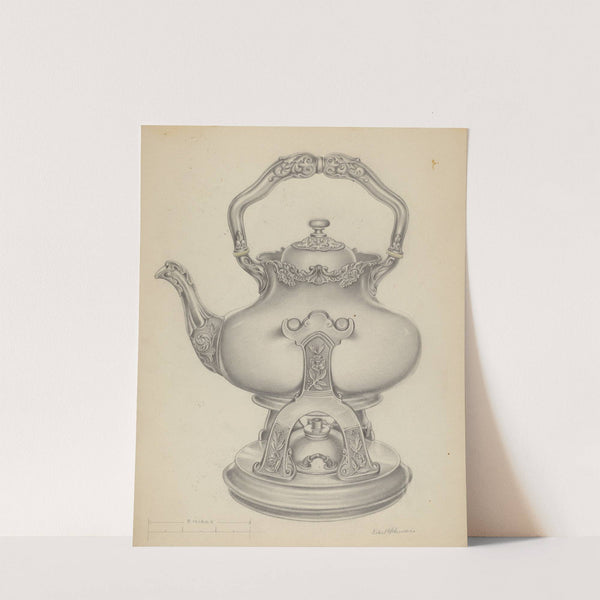 Silver Kettle with Lamp &amp; Stand by R.E. Schearer
