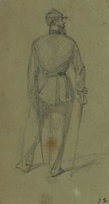 Single figure in uniform, seen from the rear