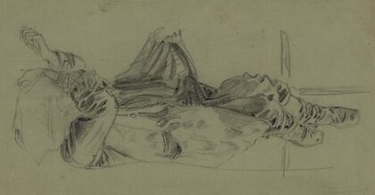 Single reclining figure with cloth over face