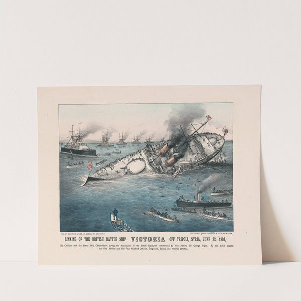 Sinking of the British battle ship Victoria off Tripoli, Syria, June 22, 1893 (1893) by Currier & Ives.