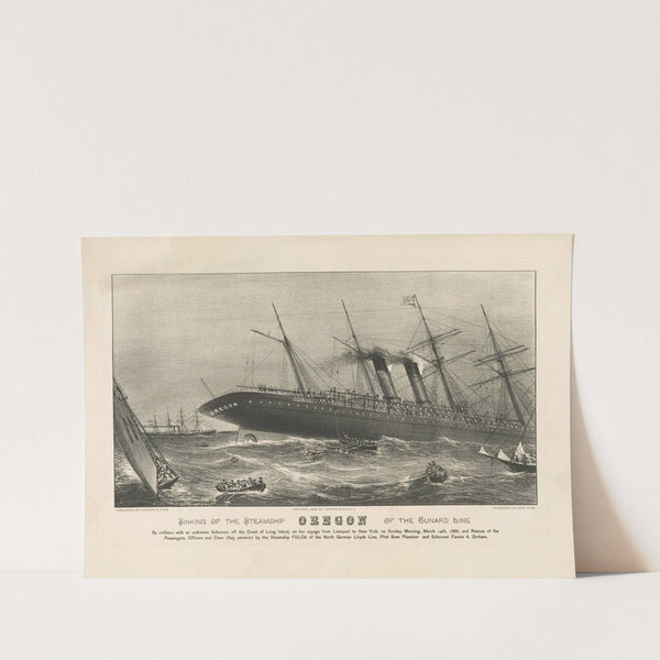 Sinking of the steamship Oregon of the Cunard Line (1886) by Currier & Ives.