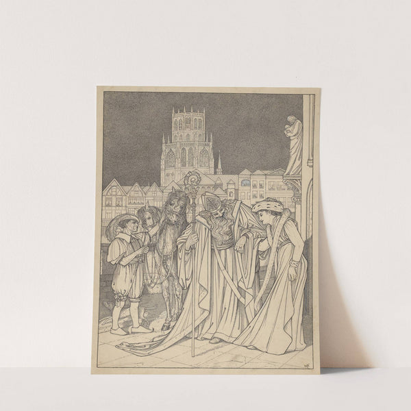 Sint Nicolaas met een vrouw, Piet en twee paarden by Willem Pothast