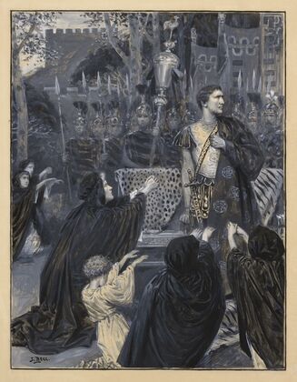 Sir Henry Irving as Coriolanus, act III, scene 4. Volumnia; ‘He turns away! Down, ladies, let us shame him with our knees’ (1901) — size preview