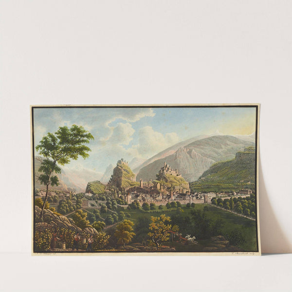 Sitten, von Westen, mit Randvignetten (1915-1945) by David Alois Schmid