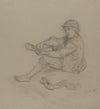 Sittende gutt som tar av seg skoen (1872)