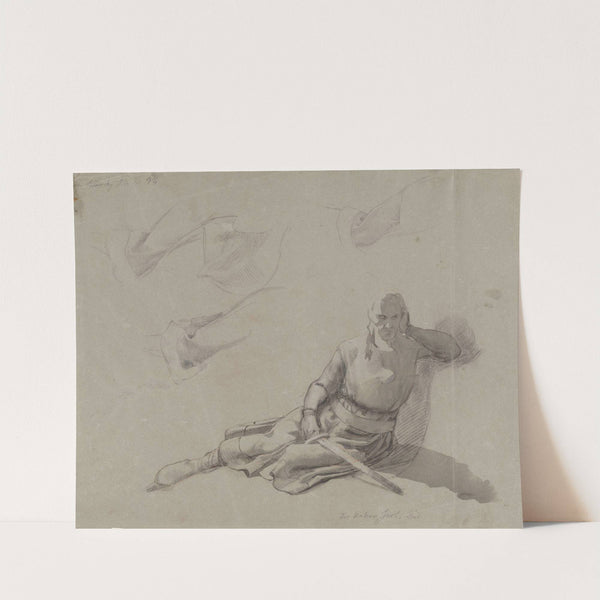 Sittende mann i rustning by Adolph Tidemand