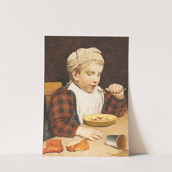 Sitting Boy Peeling Vegetables by Albert Anker