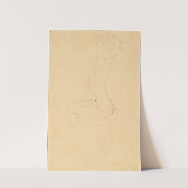 Sitting Girl Nude with Raised Arms by Gustav Klimt