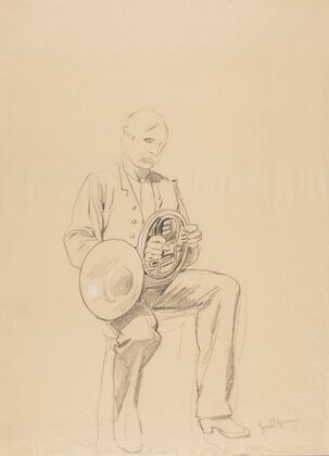 Sitting Man Holding a Trumpet (1887)