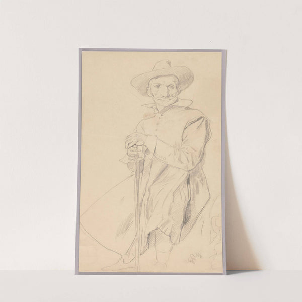 Sitting Man in Historical Garb with His Hands Resting on a Sword (1860 - 1880) by Hans Thoma