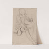 Sitting man with hood and staff (Between 1839 and 1841) by Adolph Tidemand