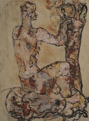 Sitting pink nude