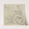 Sitting woman, seamstress by Anton Burger