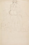 Sitzend von vorne, mit aufgestütztem Kinn (Seated Figure Head-On, Supporting her Chin)