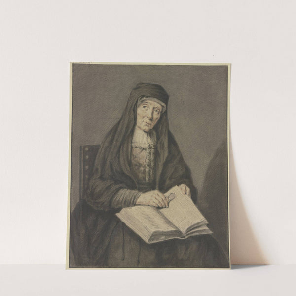 Sitzende alte Frau in einem Buch lesend, sie hält die Brille in der Hand, Kniestück by Johannes Pieter De Frey