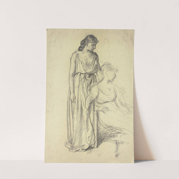 Sitzende und Stehende aus der 'Vorbereitung zum Kostümball' by Otto Scholderer