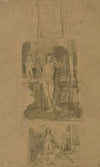 Sitzende und stehende Figuren, ein weiblicher Akt