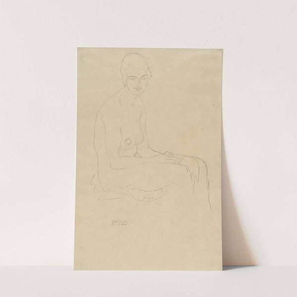 Sitzender Akt nach rechts by Gustav Klimt