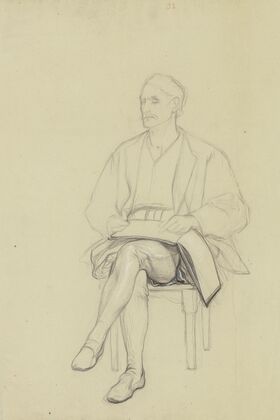 Sitzender Hartmut aus ‘Ritter Hartmut von Kronberg bei dem Reformator Oecolampadius in Basel’