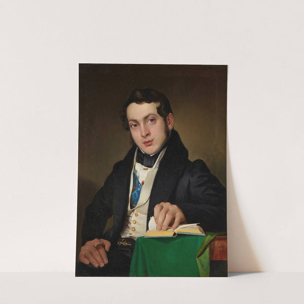 Sitzender junger Mann in schwarzem Rock by Eduard Ritter