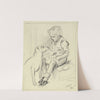 Sitzender Knabe mit sitzendem Hund by Otto Scholderer
