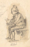 Sitzender, lesender Mann von der Seite