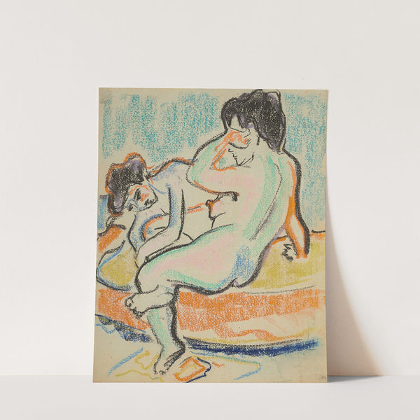 Sitzender und liegender Akt auf Bett (1908) by Ernst Ludwig Kirchner