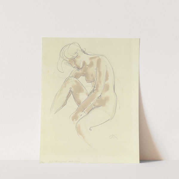 Sitzender weiblicher Akt, der Kopf dem angezogenen rechten Knie zugeneigt (1924) by Georg Kolbe