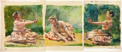 Siva Dance; Triptych of Seated Single Figures (1890-91)