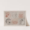Six caricatured male heads (1856-1897) by Henri-Charles Guérard