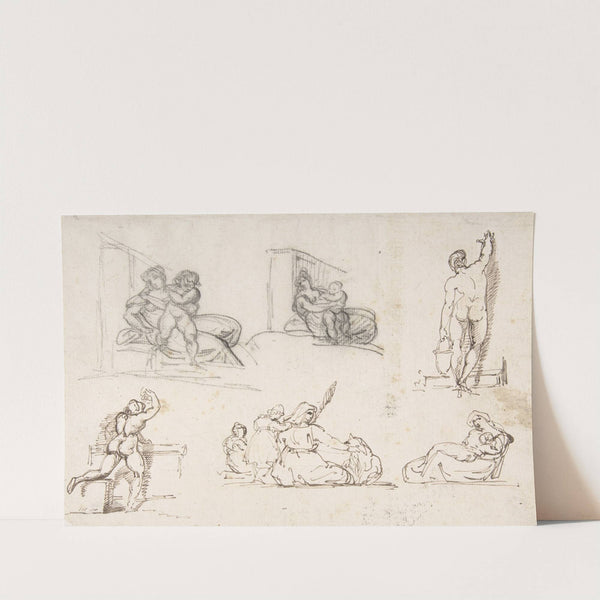 Six Figure Studies, including four for The Poor Italian Family by Théodore Géricault