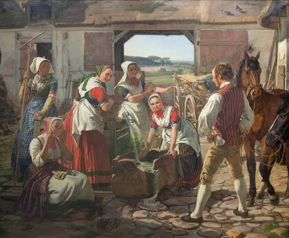 Sjællandske høstpiger ved en brønd (1850)