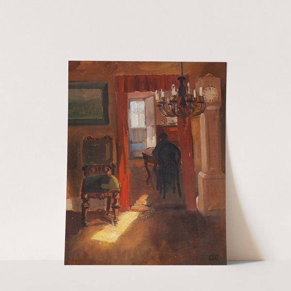 Skageninteriør med en solstribe på gulvet by Anna Ancher