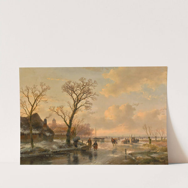 Skaters on a frozen river (1866) by Andreas Schelfhout